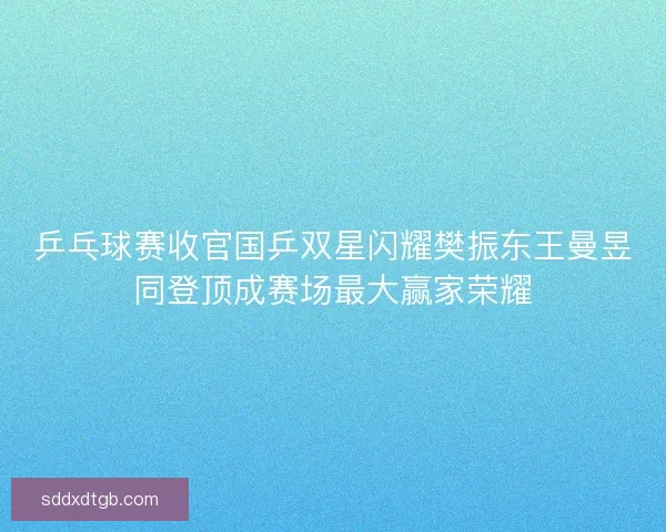 乒乓球赛收官国乒双星闪耀樊振东王曼昱同登顶成赛场最大赢家荣耀